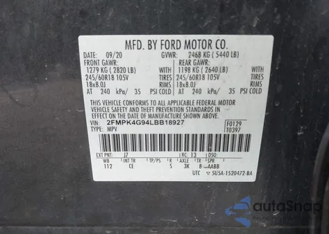 2020 Ford Edge Se from USA, damaged, VIN 2FMPK4G94LBB18927